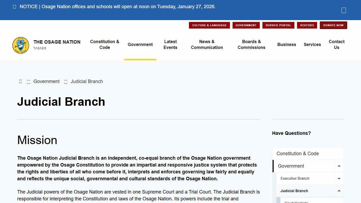 Judicial Branch Osage Nation